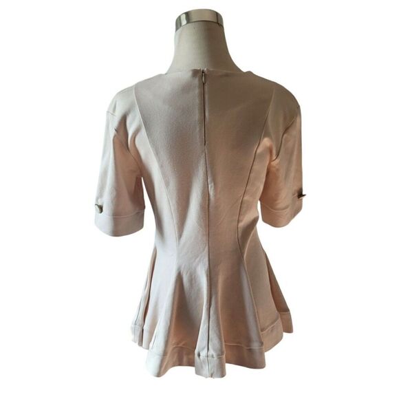 H&M Peplum Short Sleeve Cream Blush Top Size 4 - Picture 3 of 8